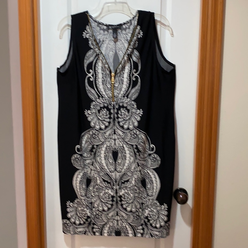 INC dress, Black & White, gold zip front, size 2X
